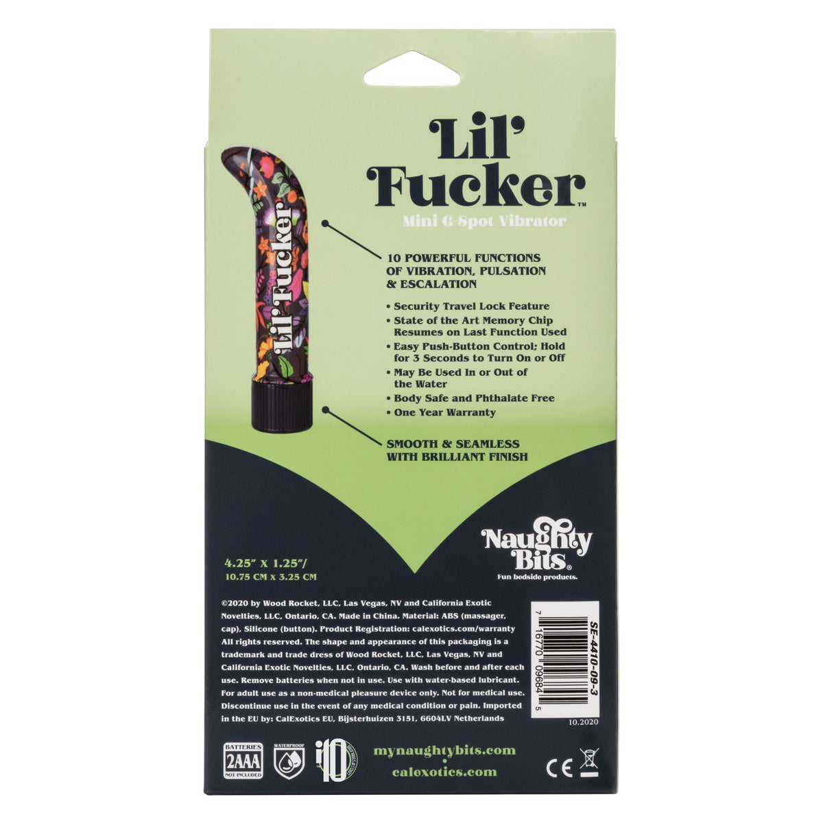 Naughty Bits Lil' Fucker Mini G-Spot Vibrator 4.25 Inch Waterproof with Floral Design > Vibrators > Mini Vibrators - Tophatter Daily Deals
