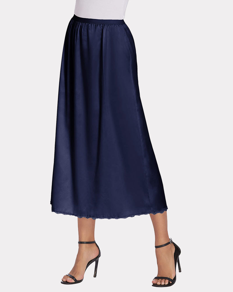 Satin Half Slip Lace Long Underskirt (DE Only) Lingeries-mini skirts - Tophatter Daily Deals