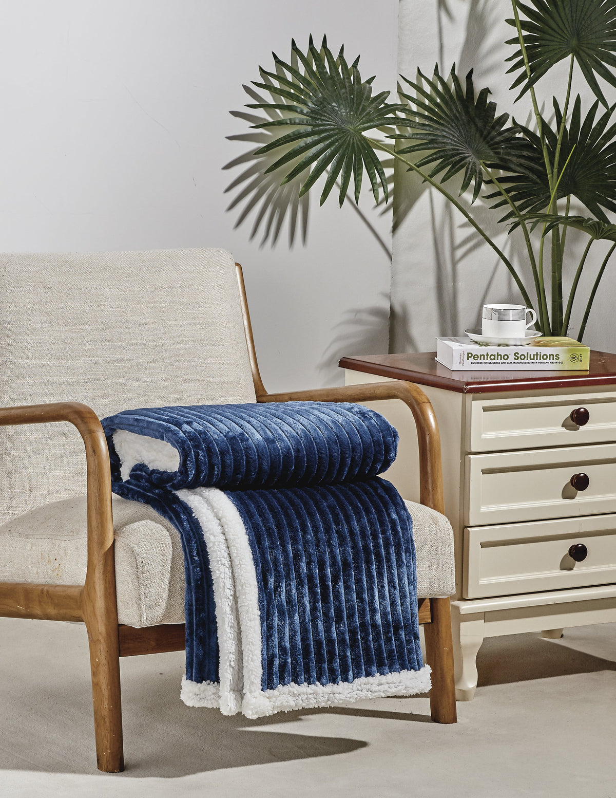 Corduroy Sherpa Reversible Throw Blanket, 50 × 60 in Bedding - Tophatter Daily Deals