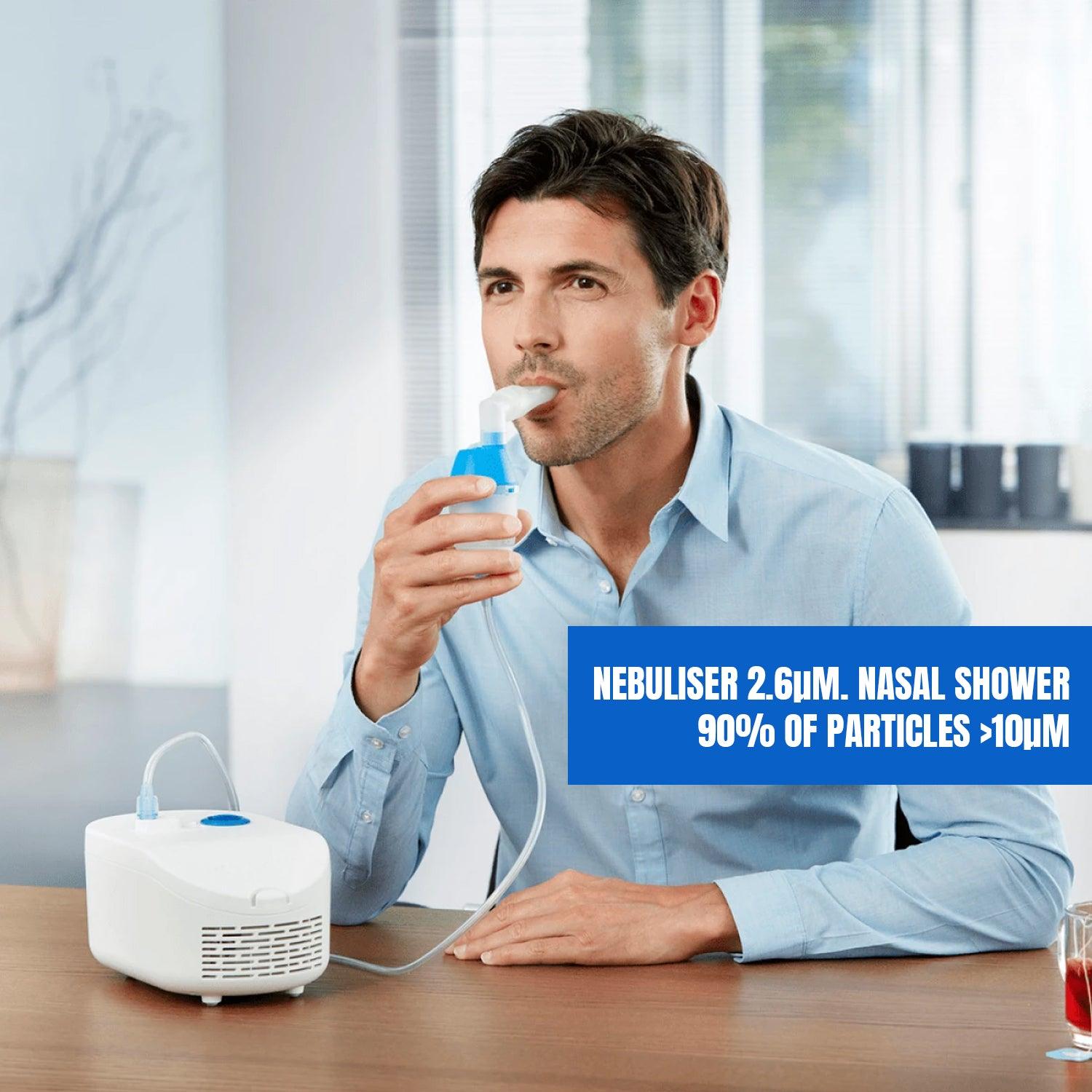 Home Nebulizer Machine - 2-in-1 Nebuliser with Nasal Shower | Treat Respiratory Conditions Like Asthma | Provides Allergy, Cough and Cold Symptom Relief at Home Health Care - Tophatter Daily Deals