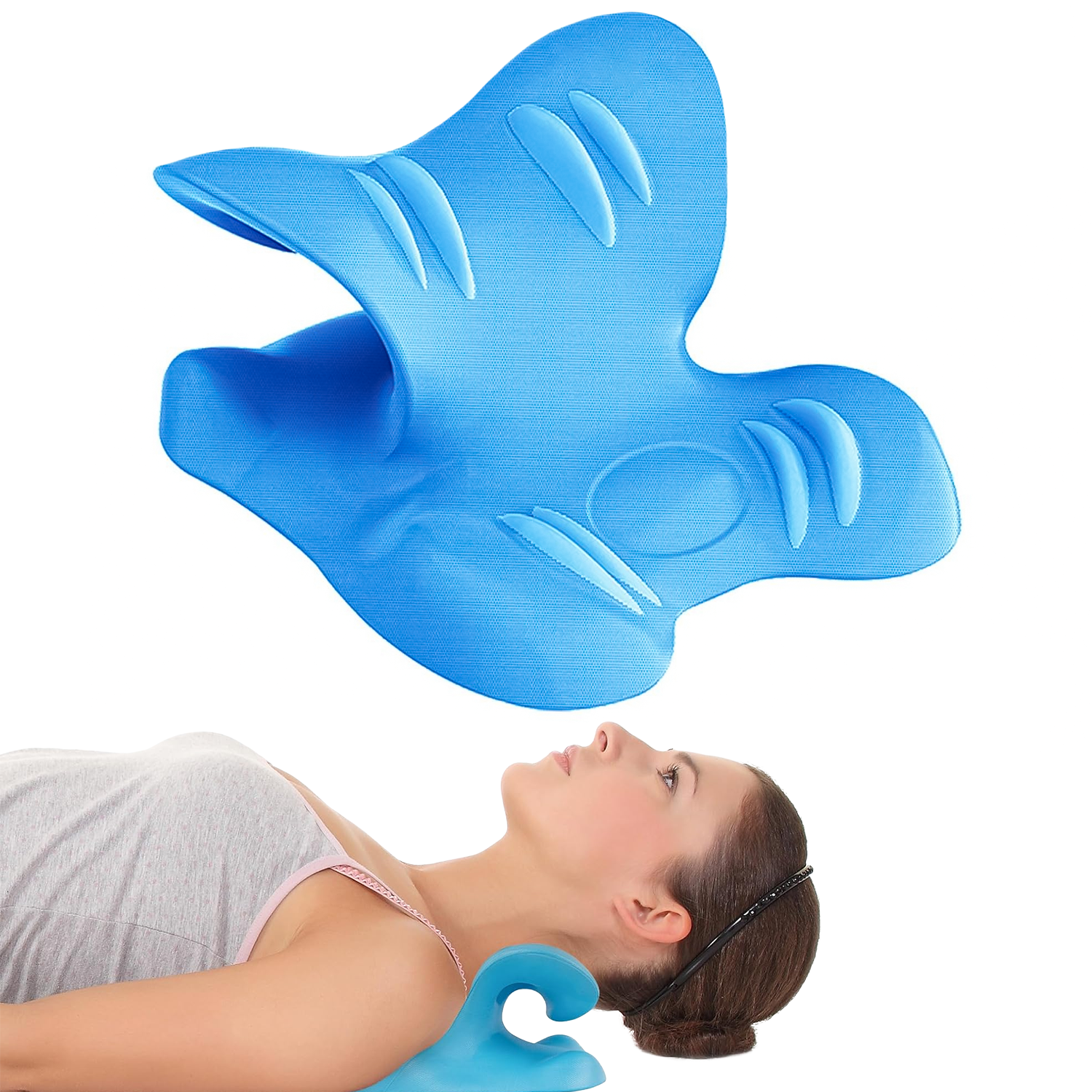 Neck Stretcher - Neck Traction Pillow Original Cloud Shape Neck Stretcher Cervical Pain Relief UK Type-2 ~ Blue Hot Sale - Tophatter Daily Deals