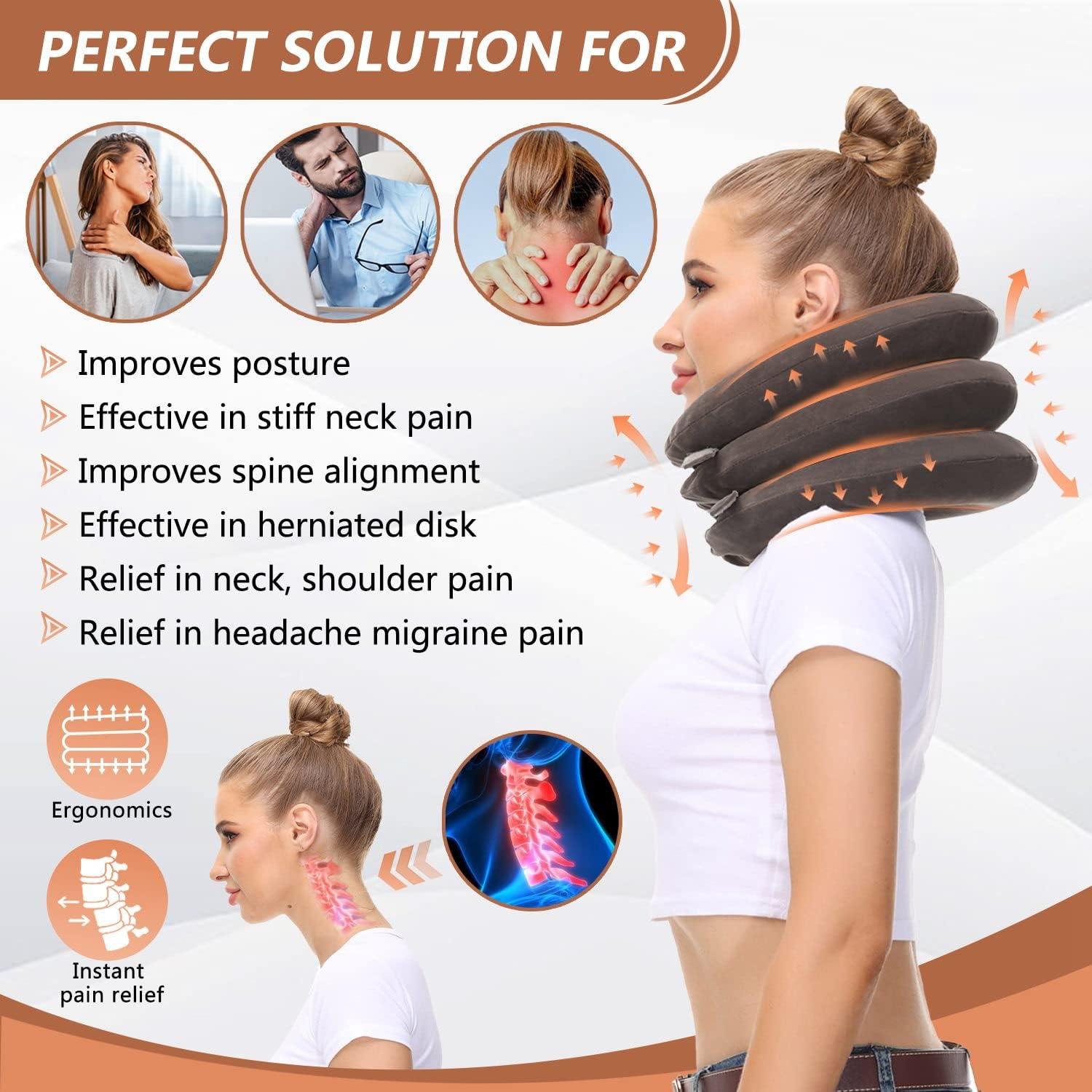 Cervical Neck Traction Device - Cervical Traction Collar, Inflatable Cervical Collar Neck Relief Traction Brace Support Stretcher Device Exercise & Fitness - Tophatter Daily Deals
