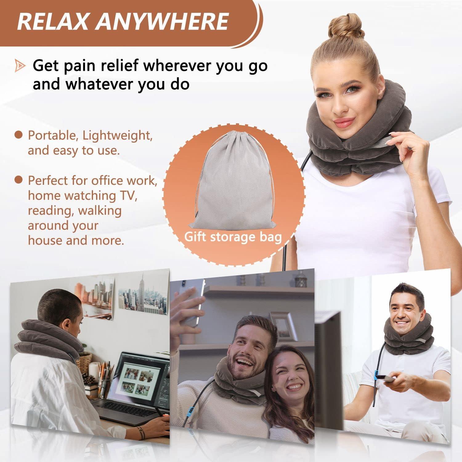 Cervical Neck Traction Device - Cervical Traction Collar, Inflatable Cervical Collar Neck Relief Traction Brace Support Stretcher Device Exercise & Fitness - Tophatter Daily Deals