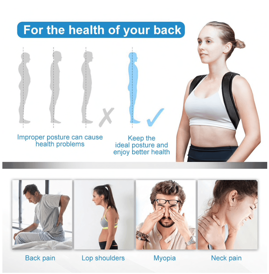 Posture Corrector Back Brace - Adjustable Breathable Clavicle Support Straight Shoulder Straps Personal Care - Tophatter Daily Deals