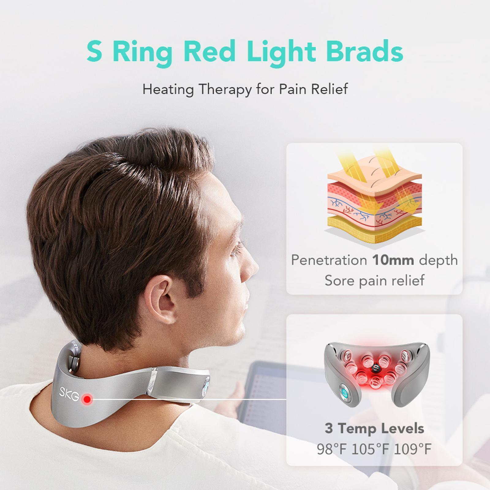 Neck Massager with Heat - 9 Variable Frequency Massage Heads for Travel Personal Care - Tophatter Daily Deals