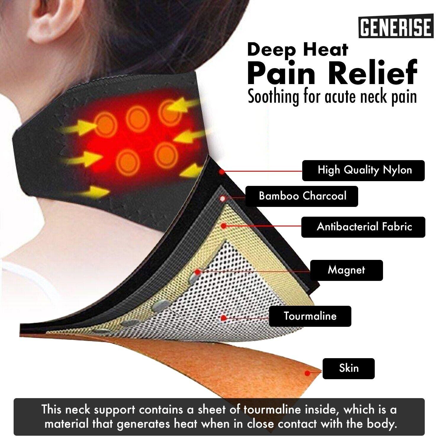 Heated Neck Wrap - Self Heating Magnetic Neck Support Brace Collar Pain Relief Heat Pad Tourmaline Personal Care - Tophatter Daily Deals