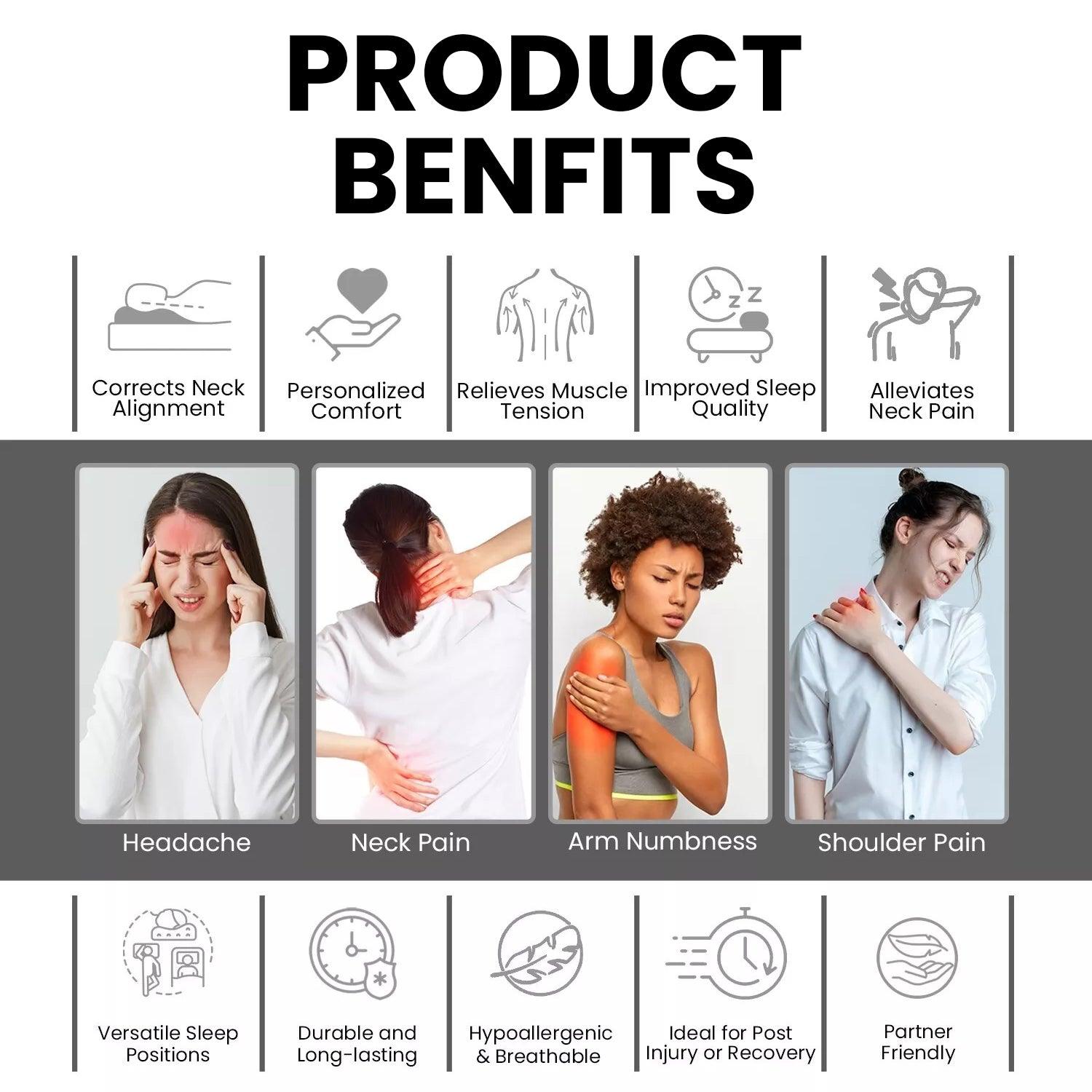 Memory Foam Pillow - Orthopedic Pillow For Neck Head Shoulder & Back Pain Relief Support Health Care - Tophatter Daily Deals