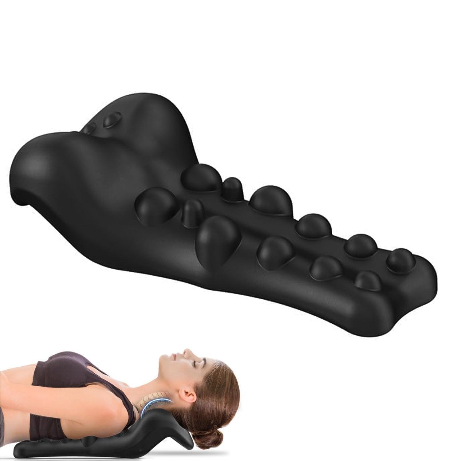 Neck Shoulder Massager - Upper Back Massager Cervical Traction Device Neck Stretcher For TMJ Pain Relief Cervical Spine Alignment Chiropractic Pillow Black Health & Beauty - Tophatter Daily Deals