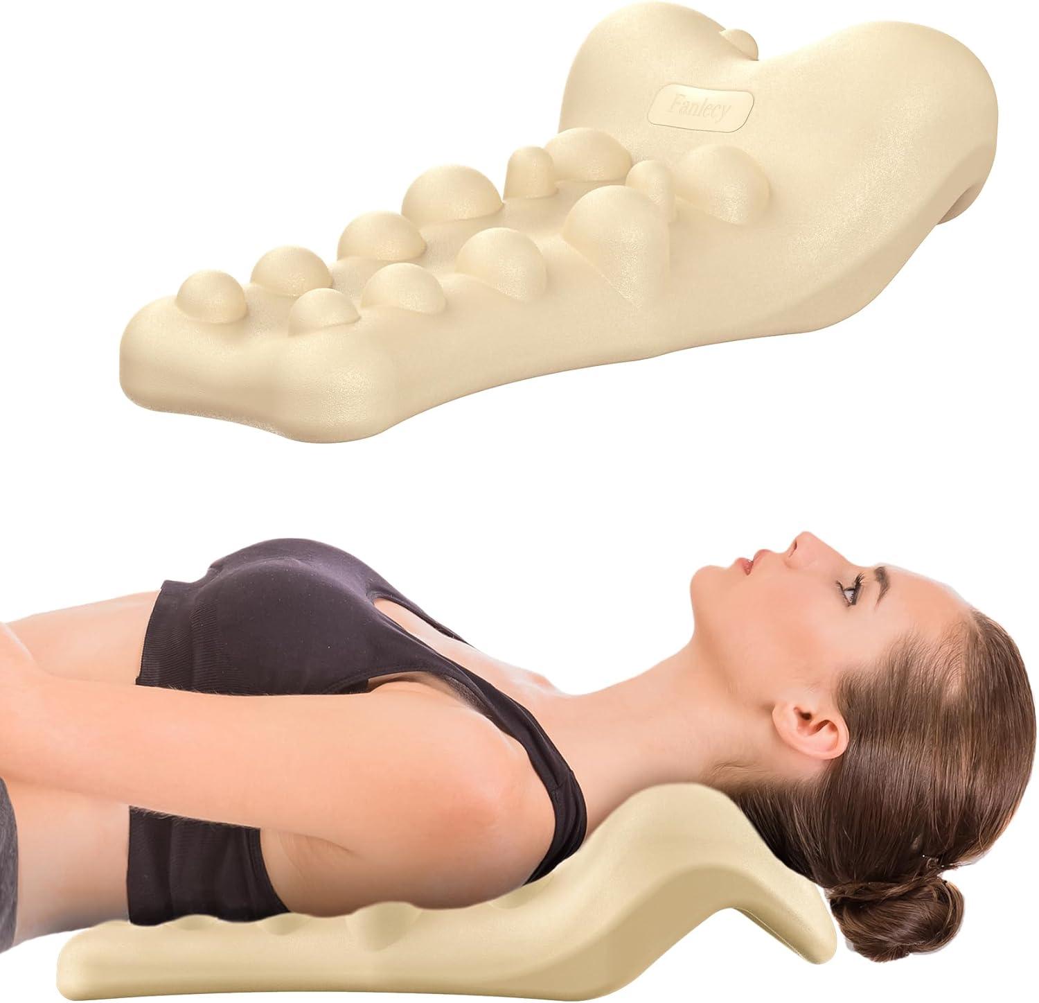 Neck Shoulder Massager - Upper Back Massager Cervical Traction Device Neck Stretcher For TMJ Pain Relief Cervical Spine Alignment Chiropractic Pillow Grey Health & Beauty - Tophatter Daily Deals