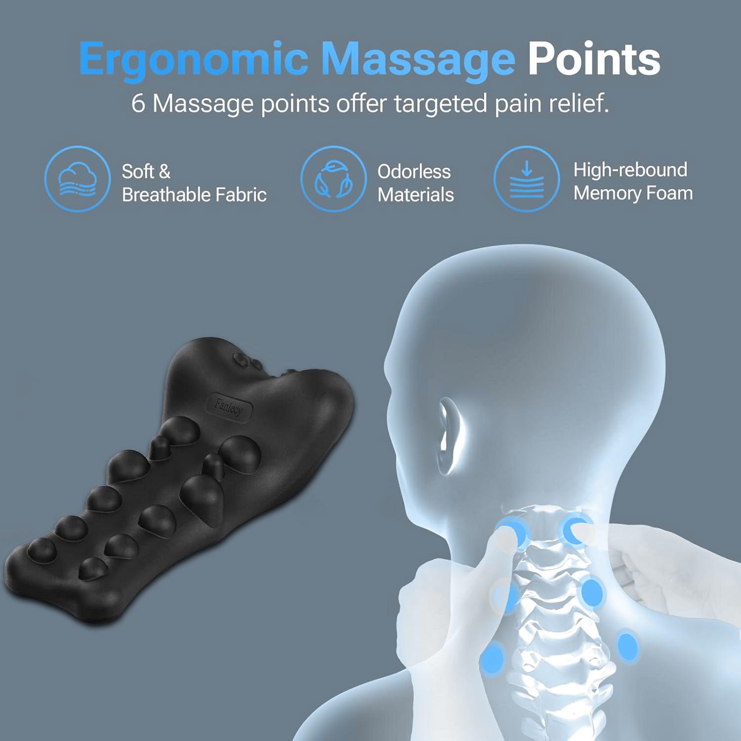 Neck Shoulder Massager - Upper Back Massager Cervical Traction Device Neck Stretcher For TMJ Pain Relief Cervical Spine Alignment Chiropractic Pillow Health & Beauty - Tophatter Daily Deals