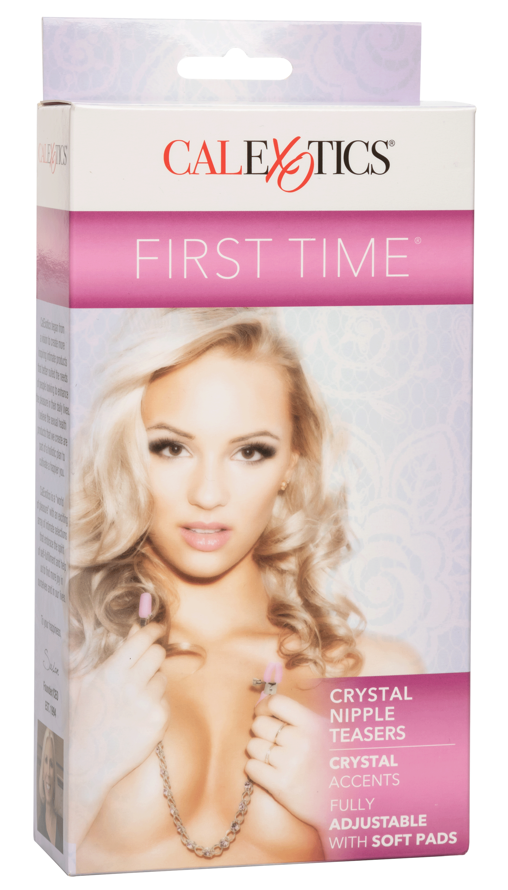 First Time Crystal Nipple Teasers with Pink Silicone Pads and Adjustable Tension Chain > Sex Toys > Nipple Clips - Tophatter Daily Deals