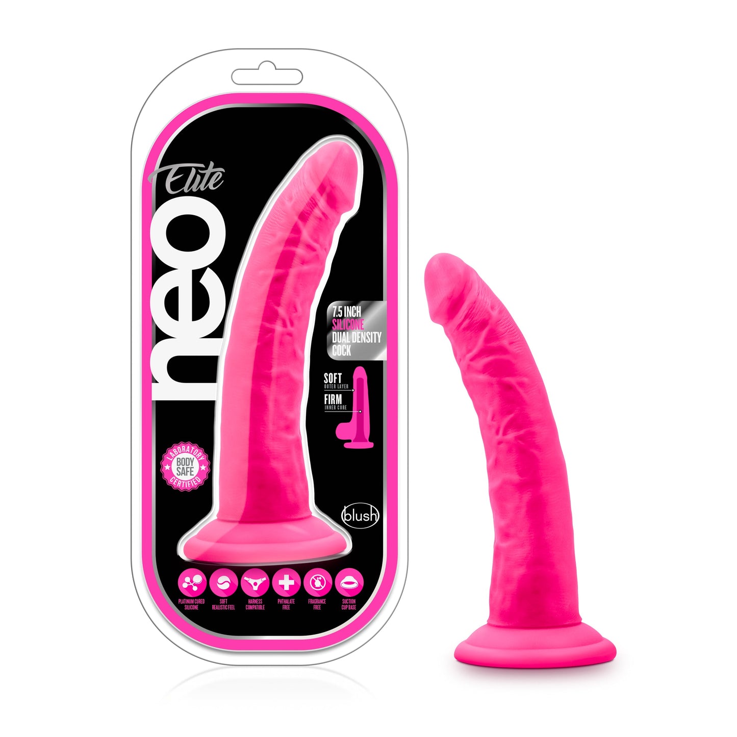 Neo Elite 7.5 Inch Dual Density Silicone Dildo Neon Pink > Dildos > Realistic Dildos - Tophatter Daily Deals