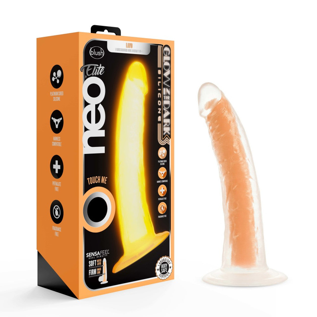 Neo Elite Glow In The Dark 7 Inch Silicone Dildo - Neon Orange - Tophatter Daily Deals