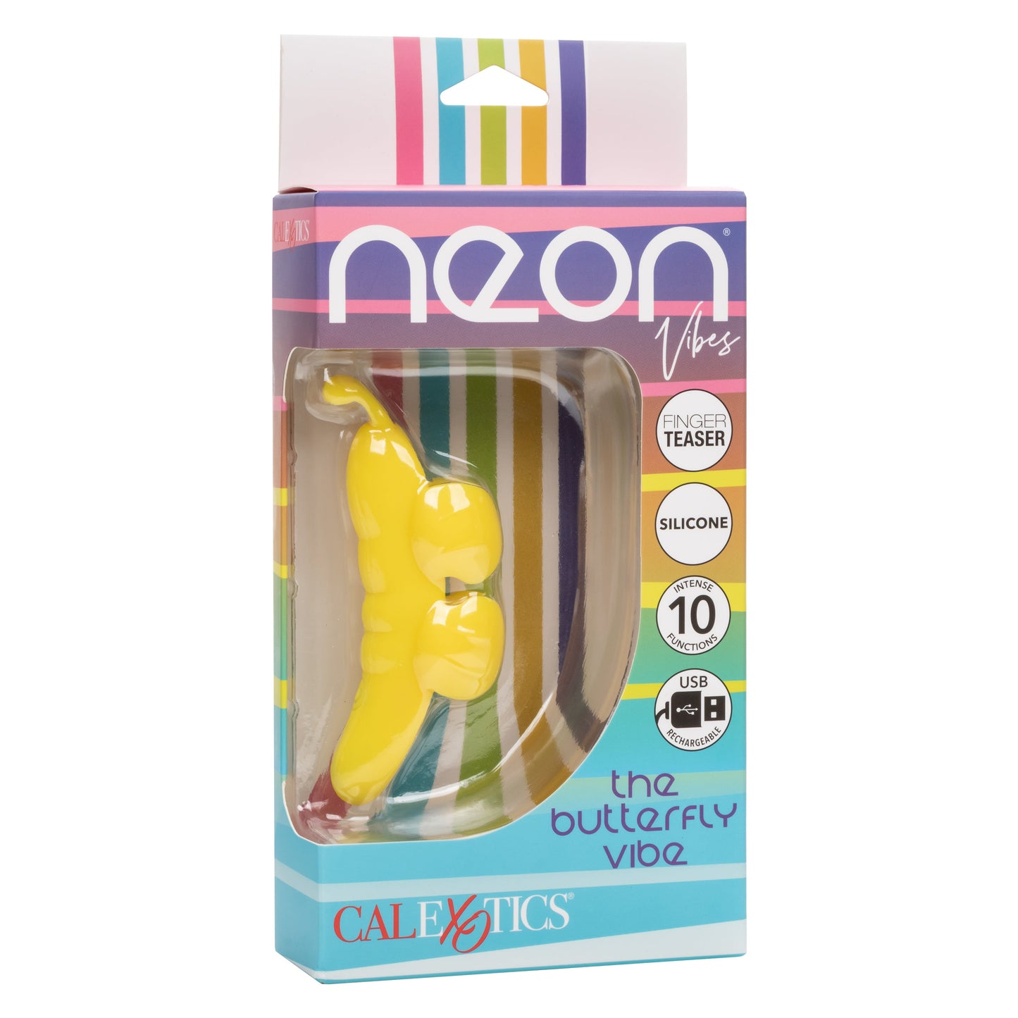 Neon Vibes The Butterfly Vibe Yellow Silicone Finger Teaser with 10 Functions and Rechargeable > Vibrators > Finger Vibrators - Tophatter Daily Deals