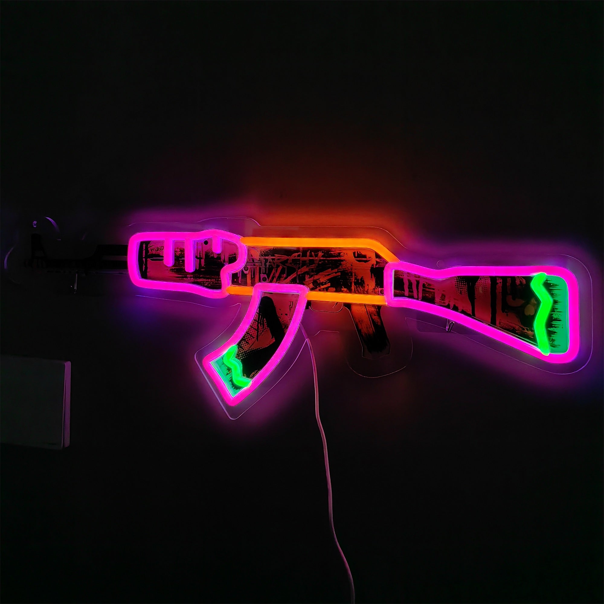 AK47 Neon Revolution 3D Colorful Neon Light Wall Decor - Tophatter Daily Deals