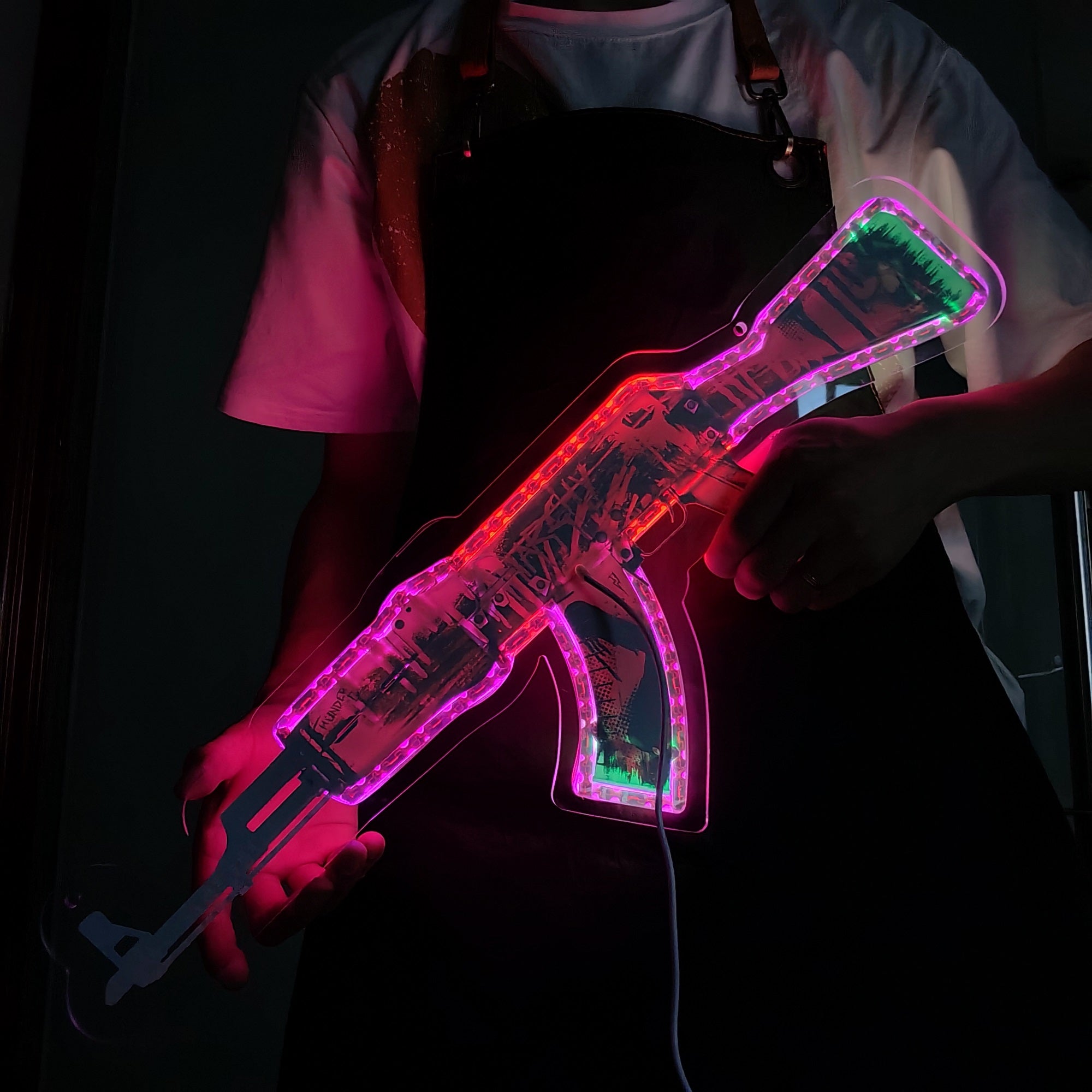 AK47 Neon Revolution 3D Colorful Neon Light Wall Decor - Tophatter Daily Deals