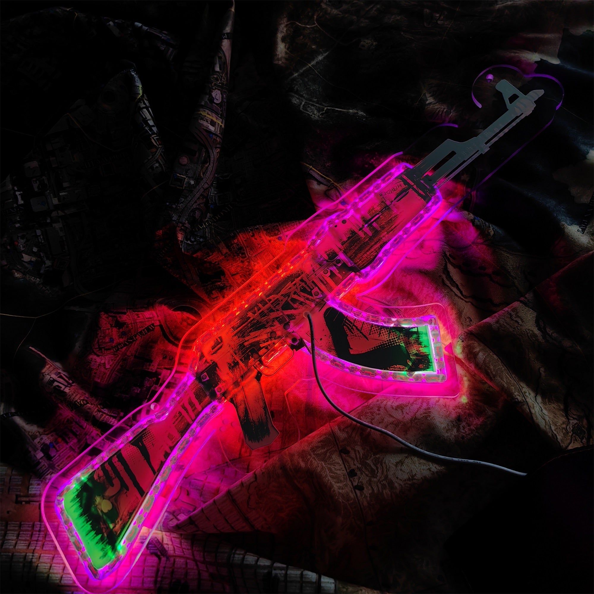 AK47 Neon Revolution 3D Colorful Neon Light Wall Decor - Tophatter Daily Deals