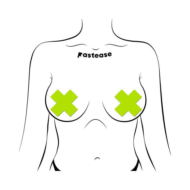 Neon Yellow Glow In The Dark Cross Pasties - Tophatter Daily Deals