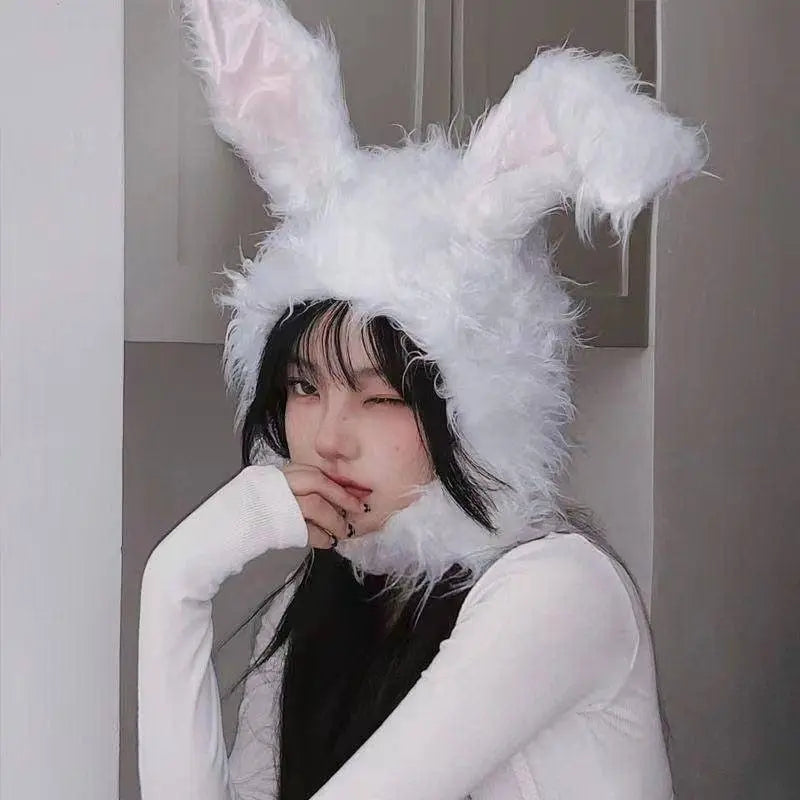 Net Red TikTok Little Red Book Cute Plush Rabbit Long Ear Sleeve Hat - Female Ear Hat - Dress Up Props - Cotton Material White - Tophatter Daily Deals