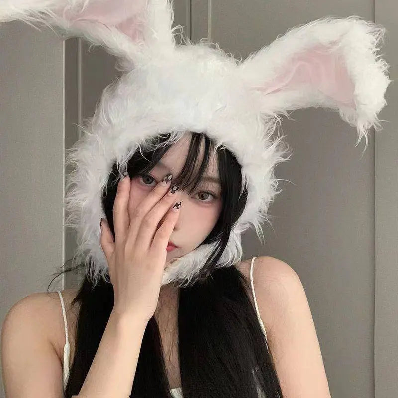 Net Red TikTok Little Red Book Cute Plush Rabbit Long Ear Sleeve Hat - Female Ear Hat - Dress Up Props - Cotton Material - Tophatter Daily Deals