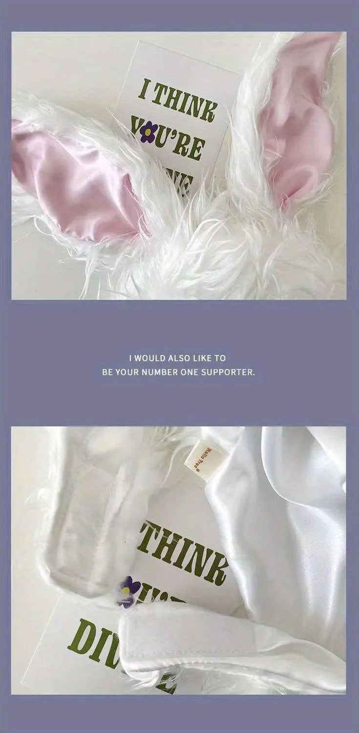 Net Red TikTok Little Red Book Cute Plush Rabbit Long Ear Sleeve Hat - Female Ear Hat - Dress Up Props - Cotton Material - Tophatter Daily Deals