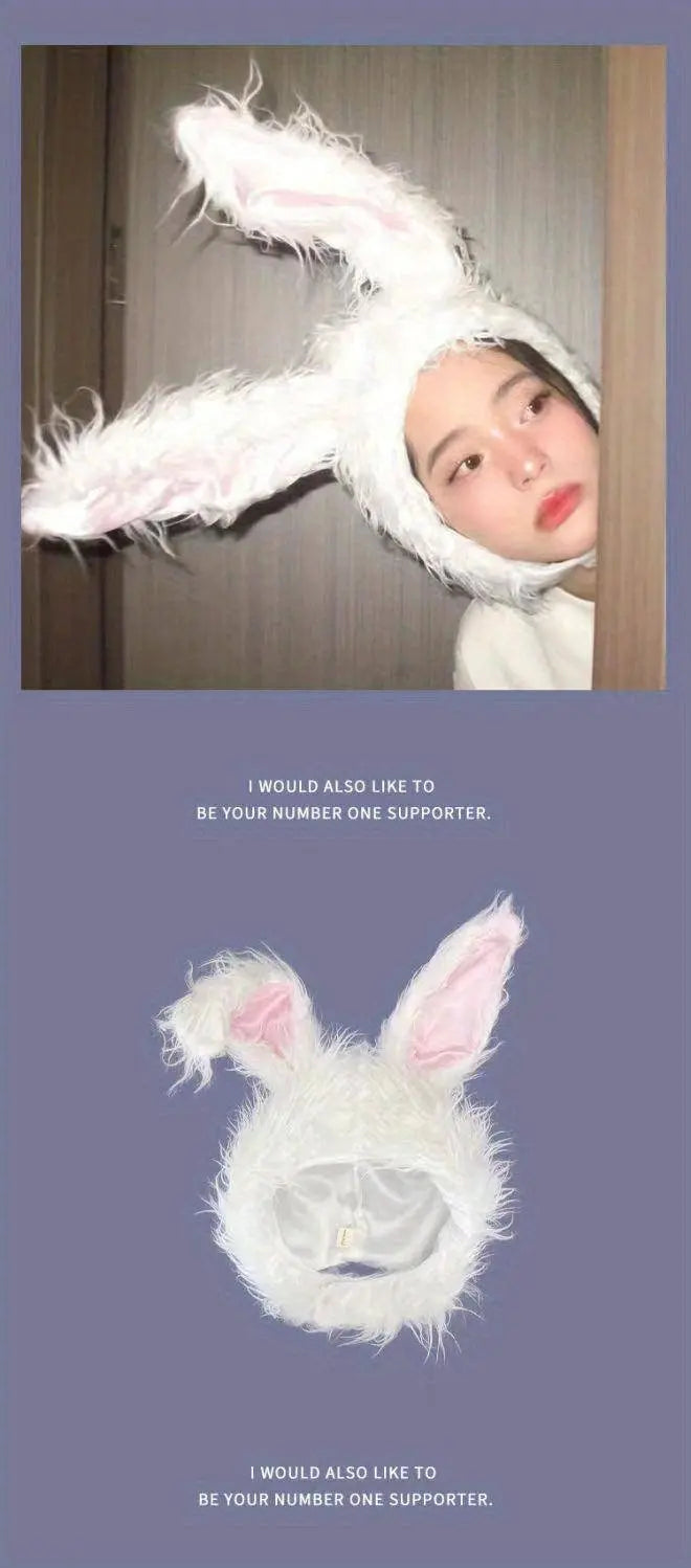 Net Red TikTok Little Red Book Cute Plush Rabbit Long Ear Sleeve Hat - Female Ear Hat - Dress Up Props - Cotton Material - Tophatter Daily Deals