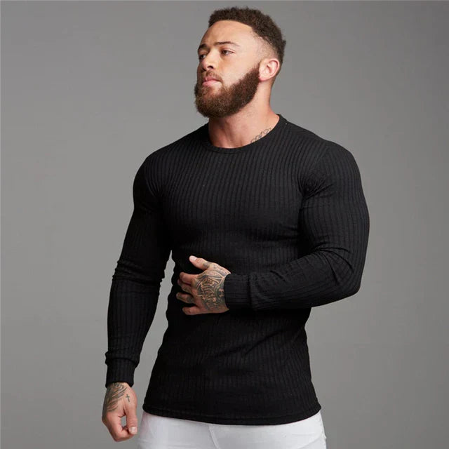 Soft Classic Men's Sweater - Fitted Ribbed Cashmere Black - Tophatter Daily Deals