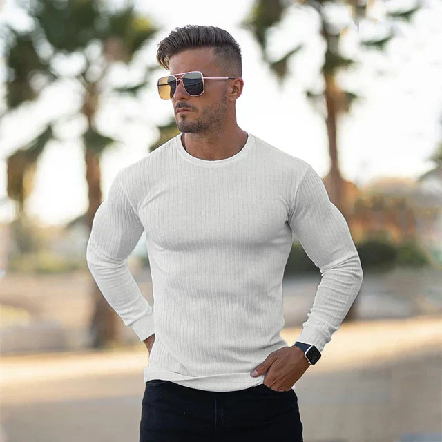 Soft Classic Men's Sweater - Fitted Ribbed Cashmere White - Tophatter Daily Deals