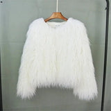 New Autumn Winter Warm Women Faux Fur Coat Loose Black White Pink Plush Coat Female Fur Jacket WHITE - Tophatter Daily Deals