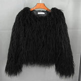 New Autumn Winter Warm Women Faux Fur Coat Loose Black White Pink Plush Coat Female Fur Jacket black - Tophatter Daily Deals