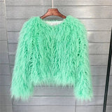 New Autumn Winter Warm Women Faux Fur Coat Loose Black White Pink Plush Coat Female Fur Jacket qian lv se - Tophatter Daily Deals
