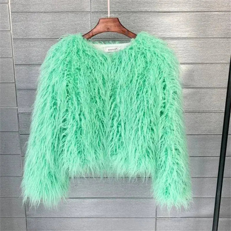 New Autumn Winter Warm Women Faux Fur Coat Loose Black White Pink Plush Coat Female Fur Jacket - Tophatter Daily Deals