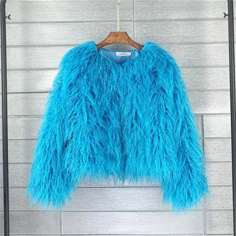 New Autumn Winter Warm Women Faux Fur Coat Loose Black White Pink Plush Coat Female Fur Jacket Hu lan - Tophatter Daily Deals