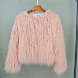New Autumn Winter Warm Women Faux Fur Coat Loose Black White Pink Plush Coat Female Fur Jacket Pink - Tophatter Daily Deals