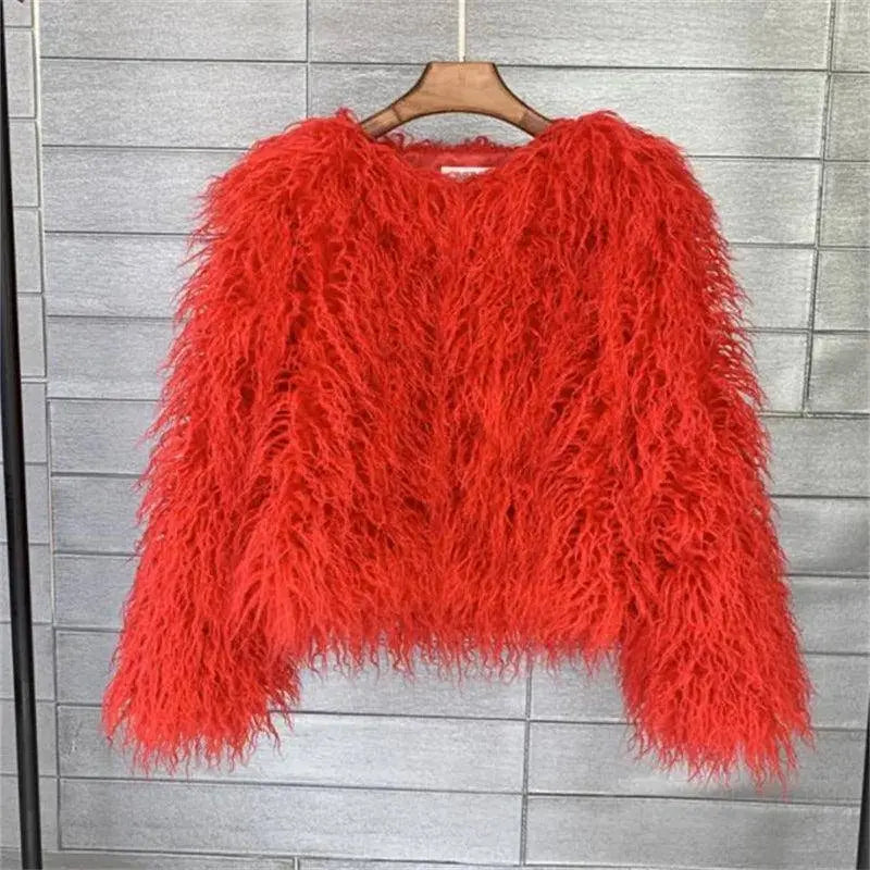 New Autumn Winter Warm Women Faux Fur Coat Loose Black White Pink Plush Coat Female Fur Jacket - Tophatter Daily Deals