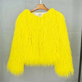 New Autumn Winter Warm Women Faux Fur Coat Loose Black White Pink Plush Coat Female Fur Jacket - Tophatter Daily Deals