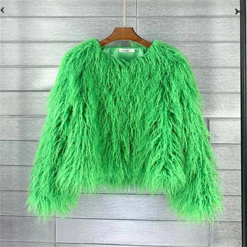 New Autumn Winter Warm Women Faux Fur Coat Loose Black White Pink Plush Coat Female Fur Jacket - Tophatter Daily Deals