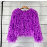 New Autumn Winter Warm Women Faux Fur Coat Loose Black White Pink Plush Coat Female Fur Jacket PURPLE - Tophatter Daily Deals