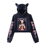 New Fashion Women Girl Hoodie Kamado Nezuko Long Sleeve Cat Ear Navy Blue - Tophatter Daily Deals