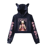 New Fashion Women Girl Hoodie Kamado Nezuko Long Sleeve Cat Ear Streetwear Pullover Harajuku Anime Short Tops - Tophatter Daily Deals