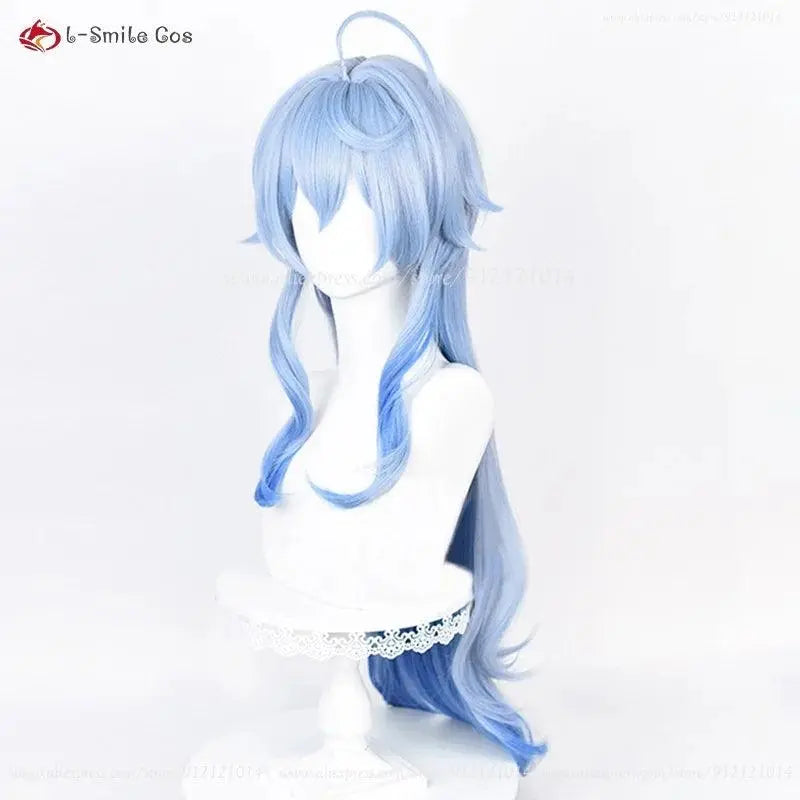 New Ganyu Cosplay Wig Ganyu 90cm Long Blue Gradient Wigs With Bangs Trimmed Heat Resistant Synthetic Hair Cute Wigs + Wig Cap - Tophatter Daily Deals