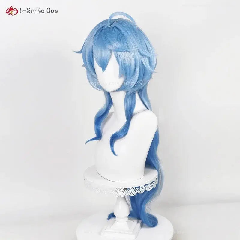 New Ganyu Cosplay Wig Ganyu 90cm Long Blue Gradient Wigs With Bangs Trimmed Heat Resistant Synthetic Hair Cute Wigs + Wig Cap - Tophatter Daily Deals