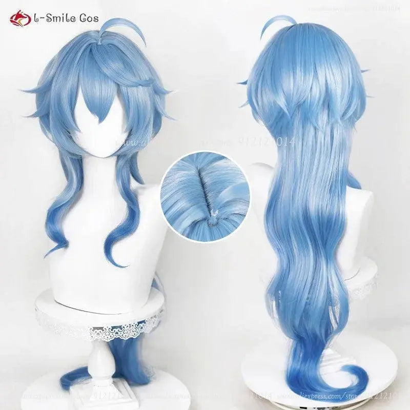 New Ganyu Cosplay Wig Ganyu 90cm Long Blue Gradient Wigs With Bangs Trimmed Heat Resistant Synthetic Hair Cute Wigs + Wig Cap Wig A Only One Size - Tophatter Daily Deals