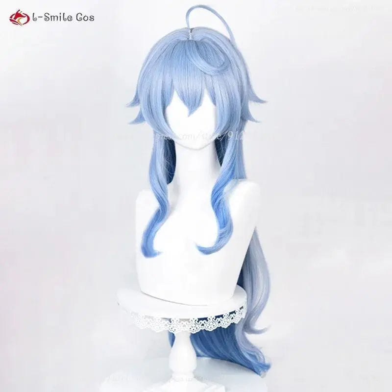 New Ganyu Cosplay Wig Ganyu 90cm Long Blue Gradient Wigs With Bangs Trimmed Heat Resistant Synthetic Hair Cute Wigs + Wig Cap - Tophatter Daily Deals