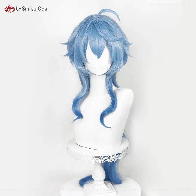 New Ganyu Cosplay Wig Ganyu 90cm Long Blue Gradient Wigs With Bangs Trimmed Heat Resistant Synthetic Hair Cute Wigs + Wig Cap - Tophatter Daily Deals