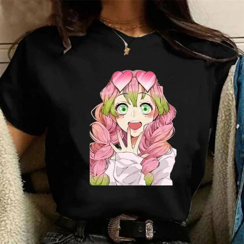 New Kanroji Mitsuri Graphic Print T Shirt Women Summer Casual Round Neck Cozy Short Sleeve Streetwear Fashion Anime Harajuku Tee - Tophatter Daily Deals