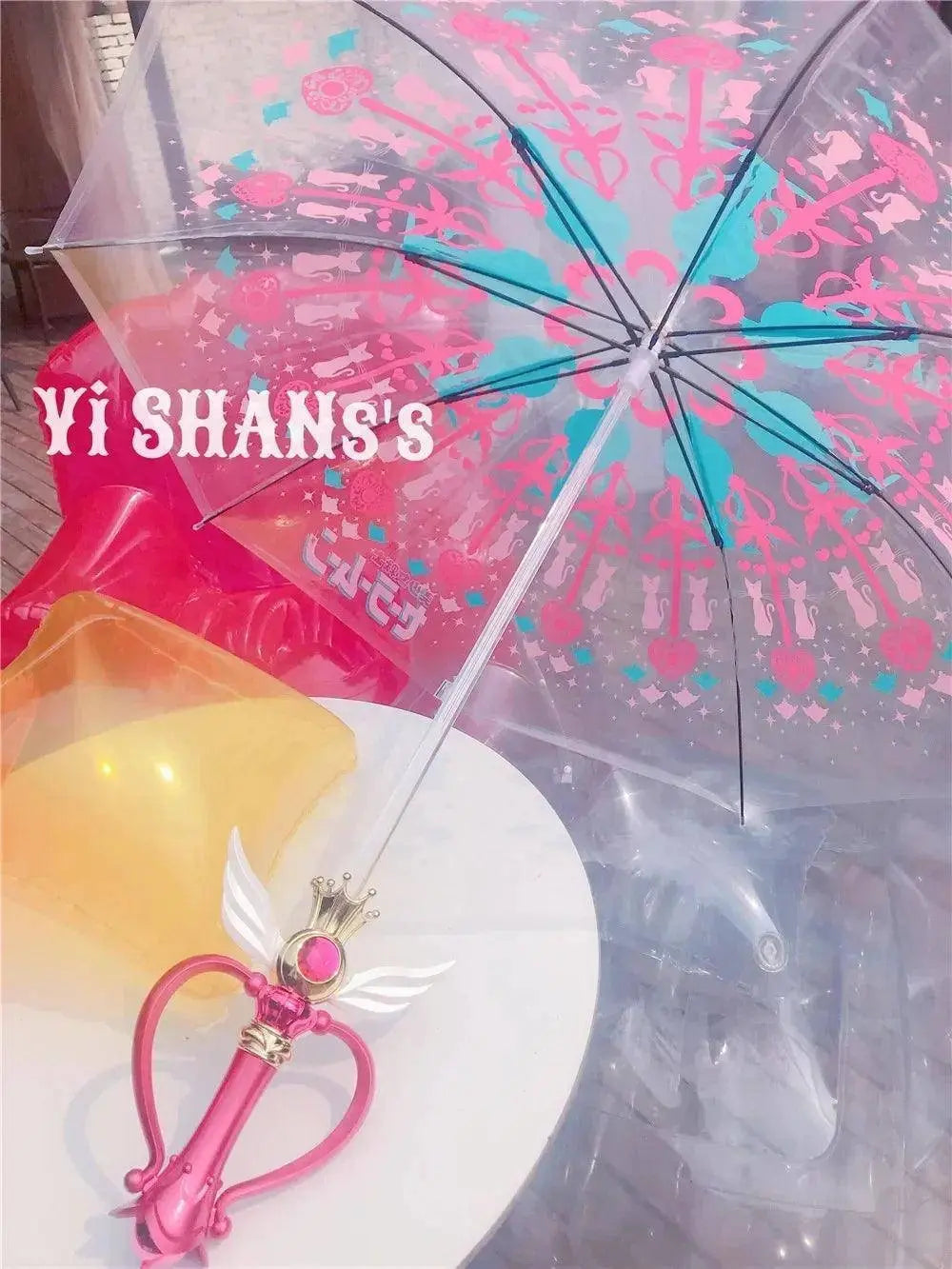 New Sailor Magic Moon Stick Umbrella Transparent Sailormoon Paraguas for Women Girls Luminous Umbrellas Rain Gear Kids Gifts - Tophatter Daily Deals