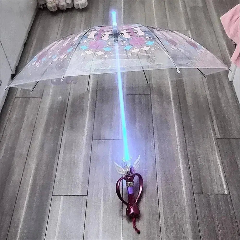 New Sailor Magic Moon Stick Umbrella Transparent Sailormoon Paraguas for Women Girls Luminous Umbrellas Rain Gear Kids Gifts - Tophatter Daily Deals