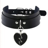 New Sexy Harajuku PU Leather Chain Heart Pendant Necklaces Women Men Punk Neck Gothic Black Pink Choker Necklace Cool Collar - Tophatter Daily Deals