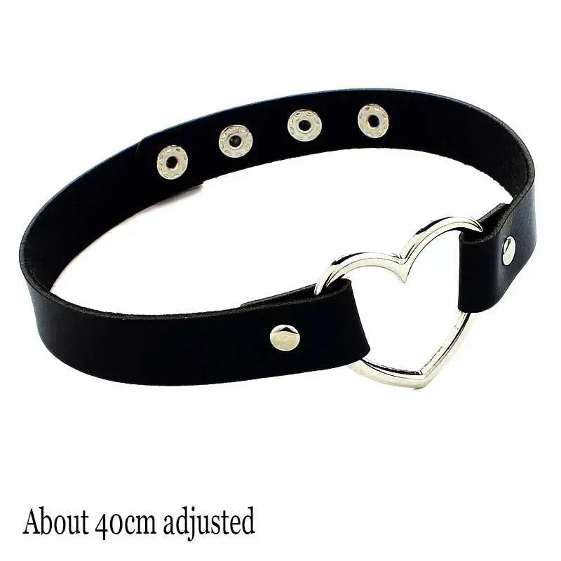 New Sexy Harajuku PU Leather Chain Heart Pendant Necklaces Women Men Punk Neck Gothic Black Pink Choker Necklace Cool Collar Heart - Tophatter Daily Deals